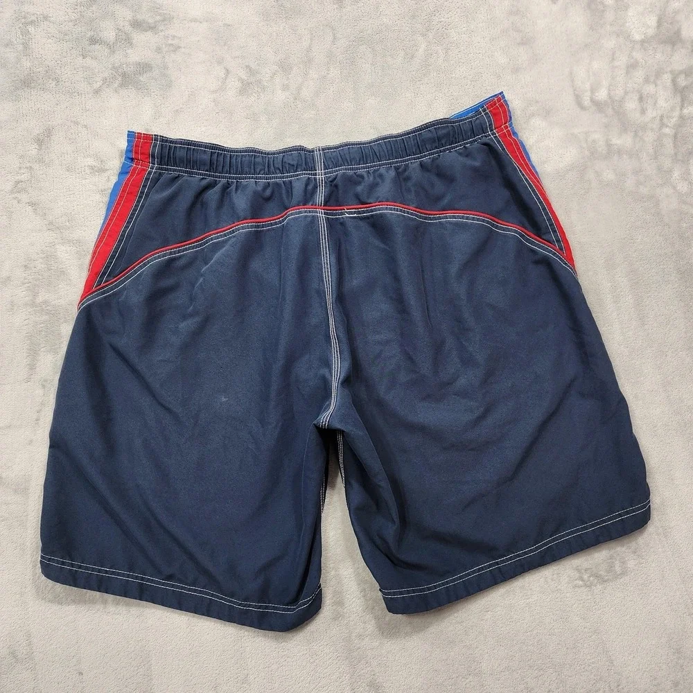 Speedo Board Shorts Mens XL Blue Side Stripe Illusion Floral Lined Beach Swim